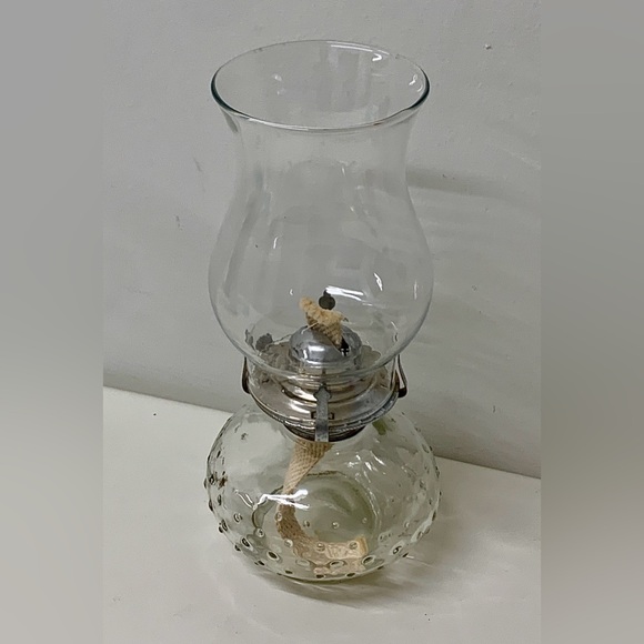 Mid Century Vintage Clear Glass Hobnail Oil Gas Lamp Lantern - Picture 6 of 16